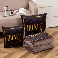 爱家 40*40打开110*150 秋冬加厚抱枕毯被子多功能两用汽车羊羔绒办公室靠垫沙发午休毯子
