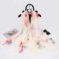 图1 上海苏杭丝绸女士丝巾洋气女沙滩丝巾妈妈披肩春秋冬季长方形围巾