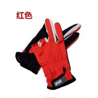 薄款红色露三指 钓鱼手套防水抓鱼保暖透气露三指路亚垂钓飞磕手套钓鱼用品装备