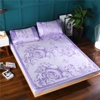 牡丹紫不带床裙(送枕套+毛毯) 90*200cm两件套(只送枕套) 特价凉席冰丝席床裙三件套可折叠可拆洗双人夏季空调席子