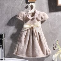 [特惠裙子]卡其 1条装 擦手巾挂式可爱吸水厨房加厚不掉毛抹布毛巾手帕插卡通手巾卫生间