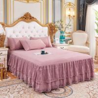 20-2穆兰-豆沙 单件床裙120*200cm 韩版蕾丝床裙床罩单件磨毛床罩三件套席梦思床垫套1.2/1.5/1.8*2