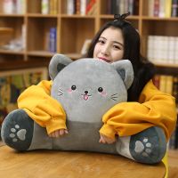 猫咪腰靠-灰色圆眼款 小号55*35*16厘米(宽高厚) 猫咪靠枕护腰靠垫办公室学生背腰枕椅子午睡抱枕被子两用沙发礼物