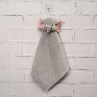 灰大象 可爱擦手巾挂式儿童洗脸小毛巾吸水不掉毛毛巾小方巾擦手挂巾手帕