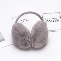 仿兔毛--灰色 加厚加绒男女耳罩后戴式耳护冬季学生保暖护耳套骑车防寒耳护