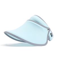 蓝色 防晒帽子女遮脸防紫外线夏双层户外空顶太阳帽遮阳面罩帽子