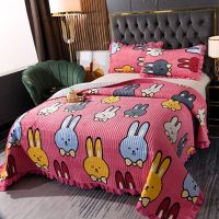 萌萌兔 90*200cm床盖单件[直角款] 可机洗水晶绒床盖单件床单子榻榻米防滑炕单垫双层夹棉多功能盖毯