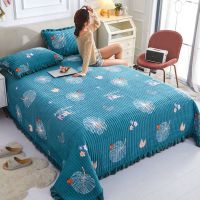 花花世界 150*230cm(单床盖) 水晶绒床盖三件套珊瑚绒床盖垫毯法兰绒榻榻米罩炕垫子夹棉床单
