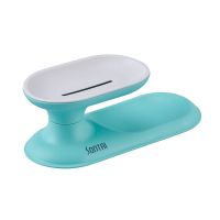 双层设计可沥水[蓝色] 家用免打孔肥皂架双层肥皂盒北欧个性创意可爱卫生间沥水香皂盒架