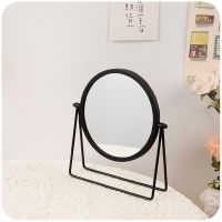 支架款黑色台镜 ins风小镜子办公室桌面可立台式家用小型可爱梳妆台式宿舍化妆镜
