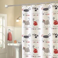 卡通猫咪 单帘100宽*180高+挂钩绑带 卫生间卡通浴帘布防水遮挡防霉加厚浴室淋浴门帘子挂帘窗帘隔断帘
