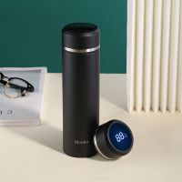 高端黑500ml 显温保温杯男高档泡茶杯商务316不锈钢水杯女简约便携杯子大