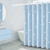 涤纶蓝色星星 浴帘宽80*高180+环+绑带 浴室浴帘套装免打加厚浴帘布防水隔断帘卫生间窗帘淋浴帘门帘挂帘