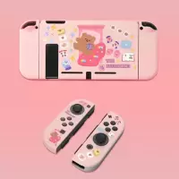 粉红色 switch软壳 [单壳无赠品] 适用任天堂switch保护壳磨砂分体套女款可爱硅胶软壳懒熊动物可插