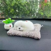 小号萨摩耶不带叫 汽车摆件车载车内中控台车上装饰品去异味可爱竹炭包去异味仿真狗