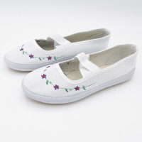白色绣花鞋 26码/鞋内长15.5cm 女款儿童白色绣花鞋体操鞋舞蹈鞋帆布鞋小白鞋学生活动鞋护士白鞋