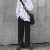 高品质 阔腿西裤 黑色 S 很仙的裤子男抽绳束腿西裤暗黑系直筒宽松高腰束脚休闲垂感阔腿裤