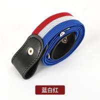 1#蓝白红条纹[1条装]轻松秒扣 松紧带腰带弹力带扣卡扣隐形皮带无痕懒人裤子可调节宽橡筋绳辅料