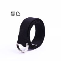 双环腰带黑色(薄款)108cm 学生男女士通用帆布腰带休闲军训牛仔裤双环扣皮带户外韩版编织带