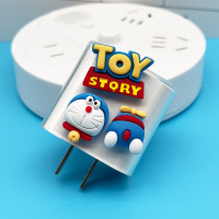 叮当猫[透明头套] 叮当猫 20W充电器保护套透明卡通头套适用于苹果13/12数据线保护线iPhone11Promax耳