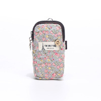 淡粉加小(老人儿童) 老人机挂脖手机袋小包女复古棉布手腕零钱包配挂绳双层儿童手臂包