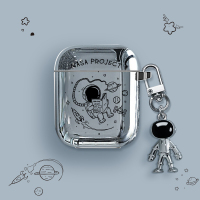 AirPods1/2电镀宇航员+宇航员银挂件 适用于苹果airpods3保护套宇航员电镀蓝牙耳机软壳airpodspro