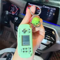 横款游戏机钥匙扣-绿色 掌上迷你游戏机钥匙扣迷你PSP俄罗斯方块怀旧挂饰链玩具解压神器