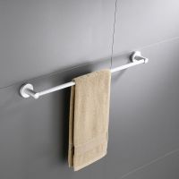 圆底座单杆毛巾杆亚光墙面打孔安装 30 太空铝毛巾架免打孔浴巾架卫生间壁挂浴室置物架毛巾杆支架圆底座