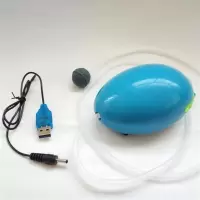 蓝色泵+气泡石+气管+USB线 大功率增氧泵超静音小型制氧机钓鱼充氧泵USB充电两用氧气泵户外