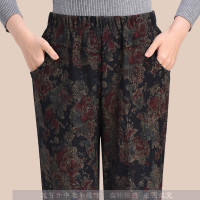 牡丹款[春秋单裤] 2XL[腰围2.2-2.4尺] 妈妈裤子春秋200斤中年女装外穿长裤宽松夏季薄款中老年加肥女裤
