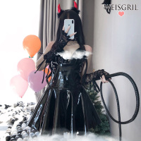 黑2件套[连衣裙+网袜] S 牛年wiesgril夜场性感野猫女郎万圣节小恶魔漆皮女王装制服诱惑女