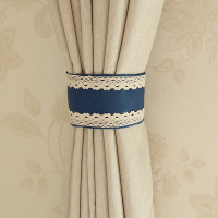 宝蓝一条(一条的价格) 精细手工缝制蕾丝边绒布创意窗帘绑带扎带 魔术贴窗帘扣 田园风