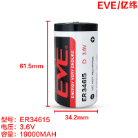 浅灰色 裸电池 EVE亿纬锂能电池 3.6V物联网设PLC串联7.2vD型1号电池组