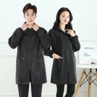 [薄款]黑色拉链 XL(80-100斤) 秋冬成人罩衣大人加绒加厚保暖工作服男围裙防水防油厨房家用外套