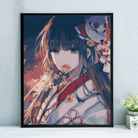 X203雪女 40*50cm绷好1.6cm厚内框 彩色画板+颜料+画笔 数字油画diy卡通动漫阴阳师手工填充手绘填色减压