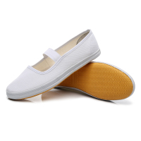 白色 松紧款 标准尺码 22码[内长16厘米] 小白鞋男女帆布鞋体操舞蹈表演鞋白球鞋晨练武术鞋护士工作白布鞋