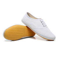白色 系带款 22码[内长16厘米] 男女帆布鞋小白鞋体操表演鞋白网鞋晨练武术鞋护士工作休闲白布鞋