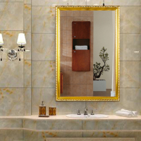 35*45厘米[2#3典雅金] 卫生间镜子浴室镜化妆镜壁挂贴墙欧式洗手间梳妆台带框防爆镜子