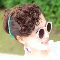 自然黑 假刘海片蓬松小卷刘海接发片仿真发假发女斜刘海隐形无痕复古流海