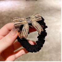 黑色发绳 轻奢合金水钻镂空蝴蝶结发圈头绳优雅法式大肠圈扎马尾丸子头皮筋