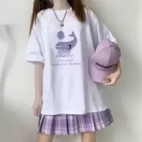 鲸鱼白[单件装] XS 20斤内透明, 单/两件装黑色2021超火短袖T恤女夏季韩版学院风宽松闺蜜白色上衣