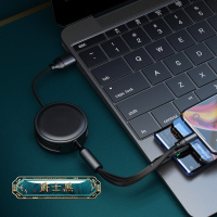 爵士黑[苹果+安卓+type-c]基础款★1.2m 120cm 数据线三合一快充一拖三充电线器多功能多头3车载通适用于苹