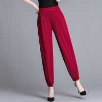 红色 XL 参考(90-110斤) 中老年女装灯笼裤九分洋气大码广场舞妈妈装夏松紧高腰外穿裤子薄