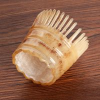 真牛角圆筒梳送精油+图 天然牛角筒梳子按摩梳牛角筒梳头部经络头疗头皮洗头梳防静电脱发