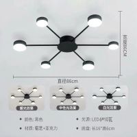 单色光源 黑色6头(铝合金) 北欧吸顶灯客厅灯LED卧室灯房间灯餐厅灯过道灯简约现代灯具套餐