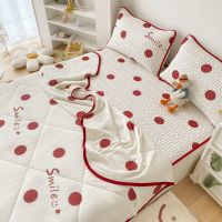 波点白 120*200床[凉席+1只枕套] 夏季冰丝乳胶凉席夏被三四件套可机洗宿舍单人席子二件套