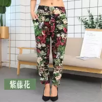九分-紫藤花 均码90-170斤可穿 中老年女装夏季薄款冰丝灯笼裤大码妈妈裤九分防蚊瑜伽花裤子宽松