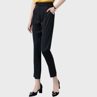 黑色 M 妈妈真丝裤子夏季宽松中老年真丝女裤老人裤中年女装桑蚕丝九分裤