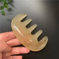 琥珀色五齿梳[环保树脂] 天然黑檀木宽齿梳头皮按摩木梳子防静电女脱发檀香头部经络大齿梳