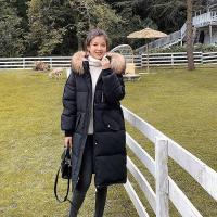 拉夏贝尔旗下LA CHAPELLE HOMME2021新款棉服女中长款港风韩版棉衣宽松棉袄大毛领面包服